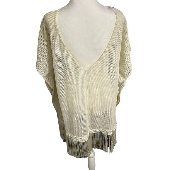 VICTORIA'S SECRET Shimmer swim cover up with fringe medium cream knit oversized - Picture 8 of 10